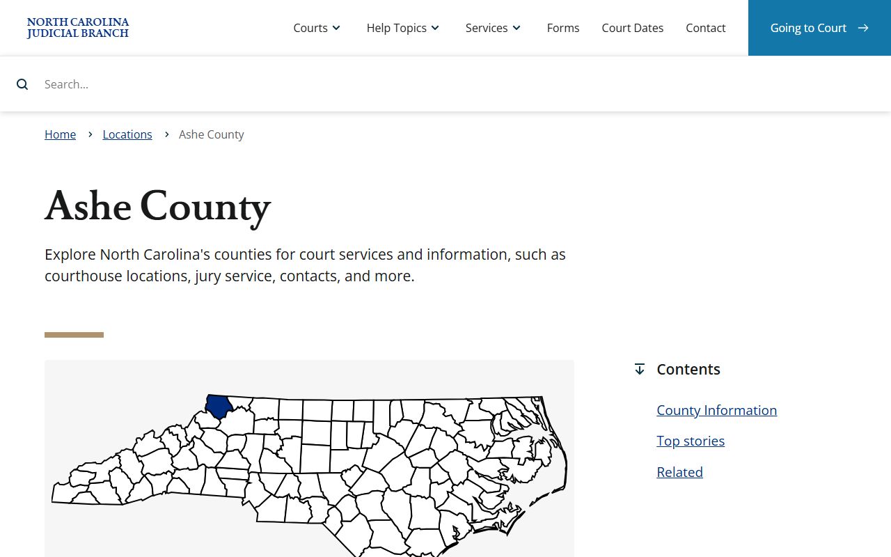 Ashe County NC Courts page for criminal court records