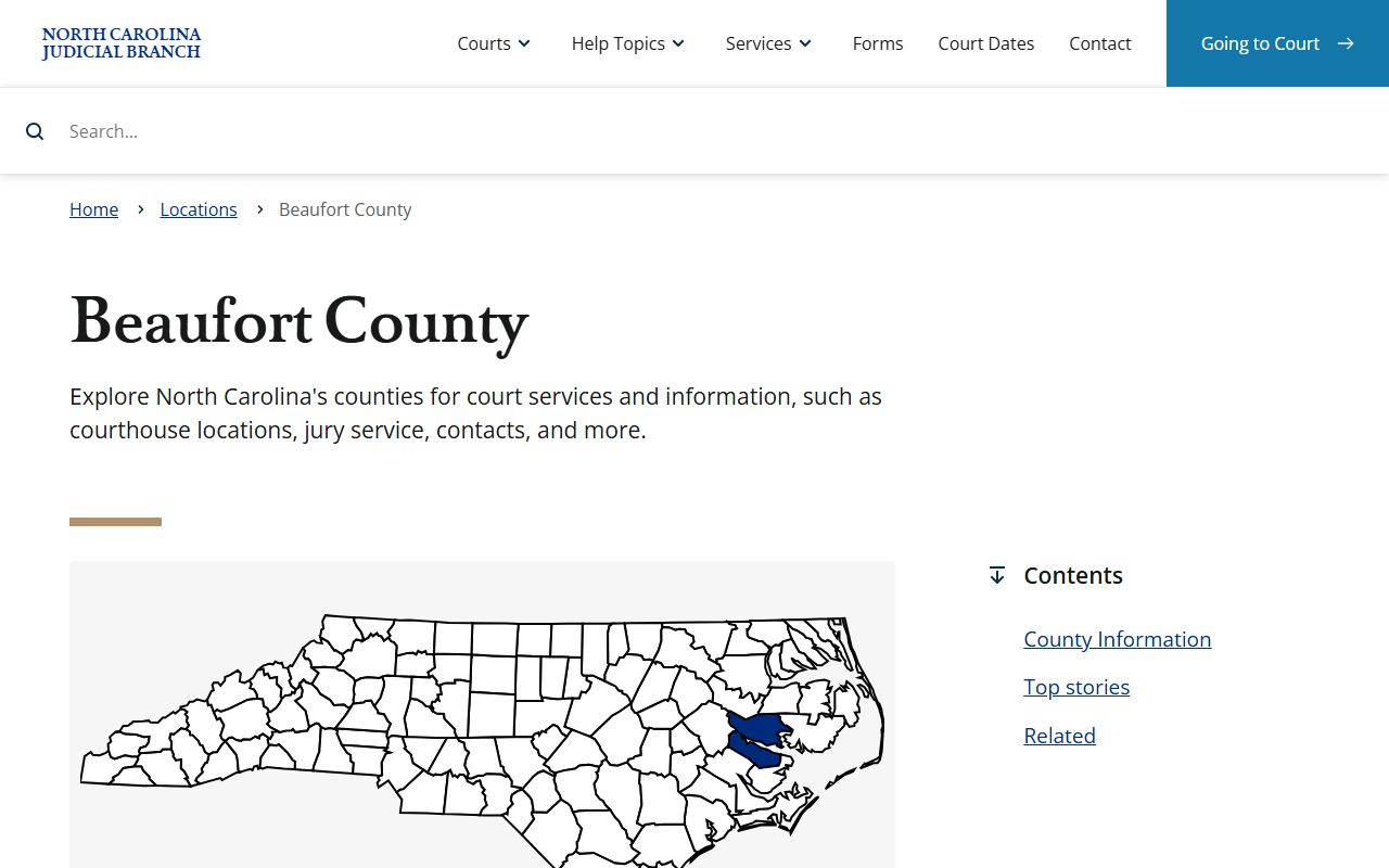 Beaufort County NC Courts page for criminal court records