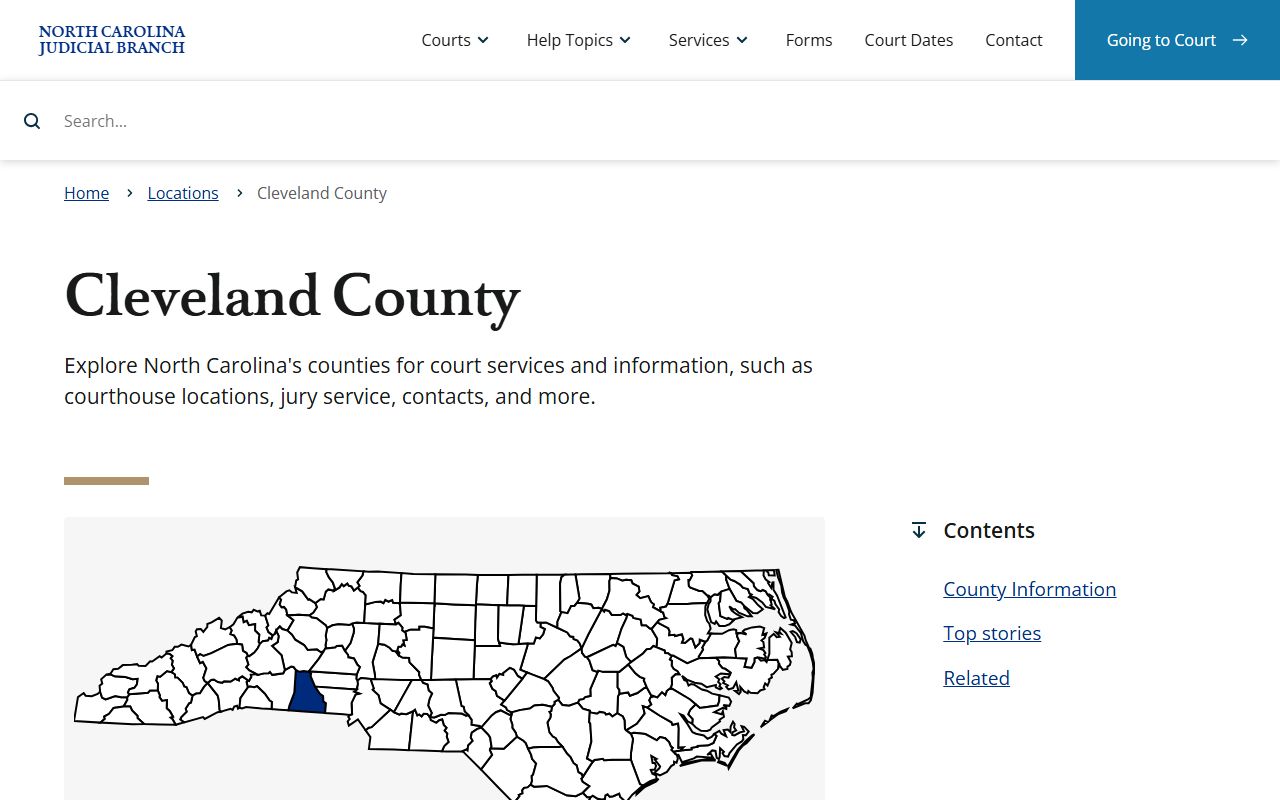 Cleveland County criminal court records NC Courts page
