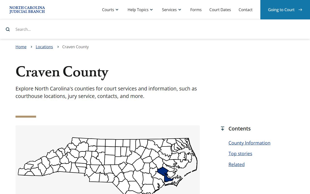 Craven County criminal court records NC Courts page