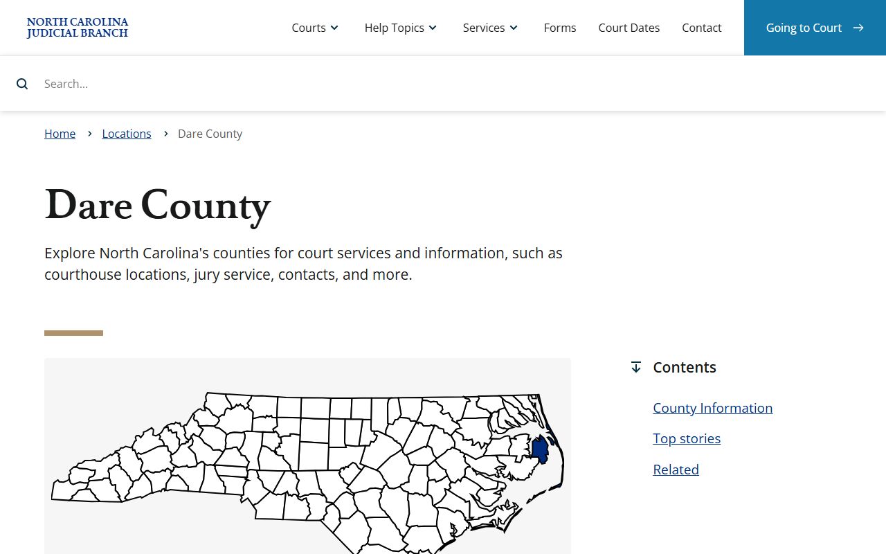 Dare County criminal court records NC Courts page