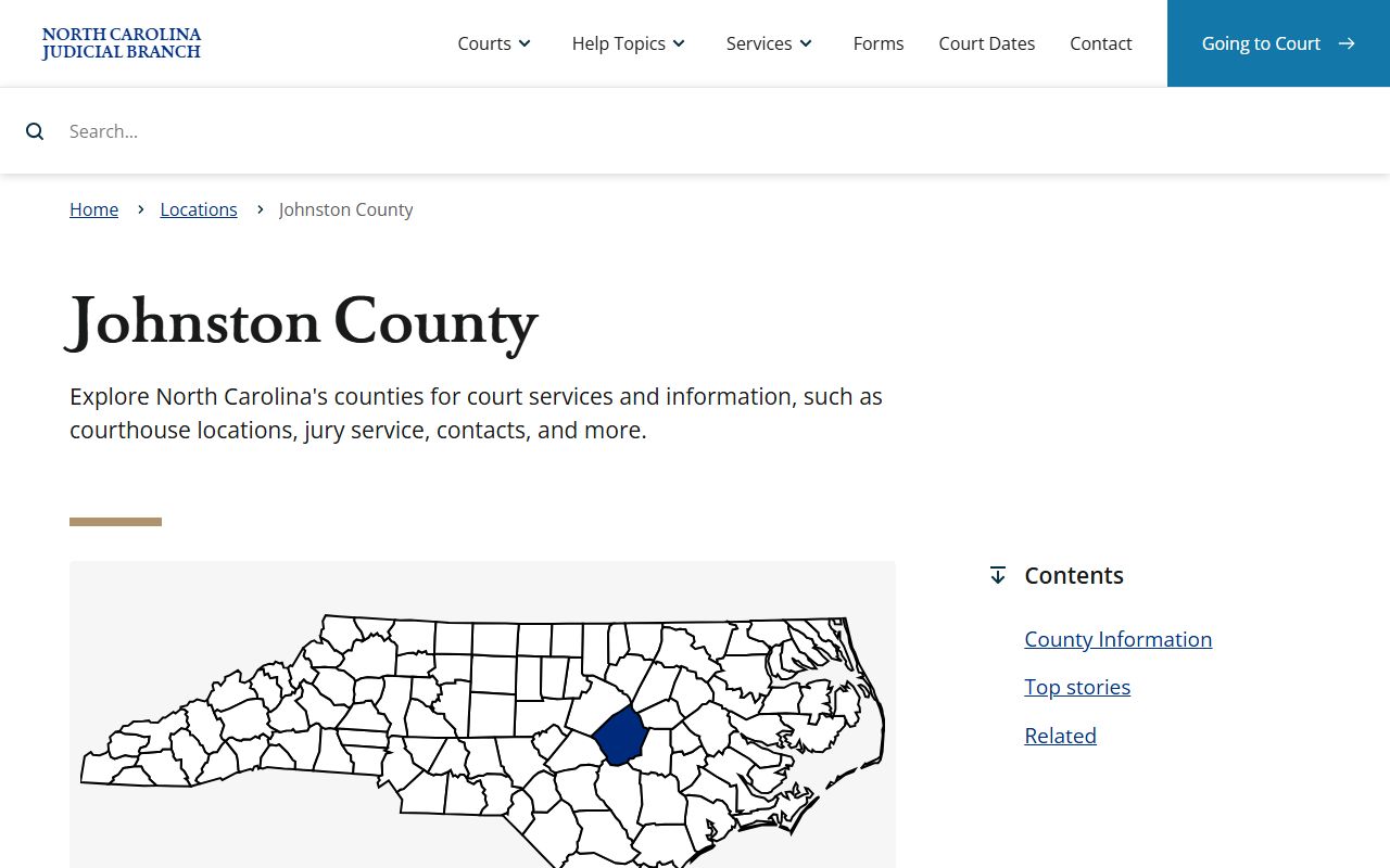 Johnston County NC Courts page for criminal court records