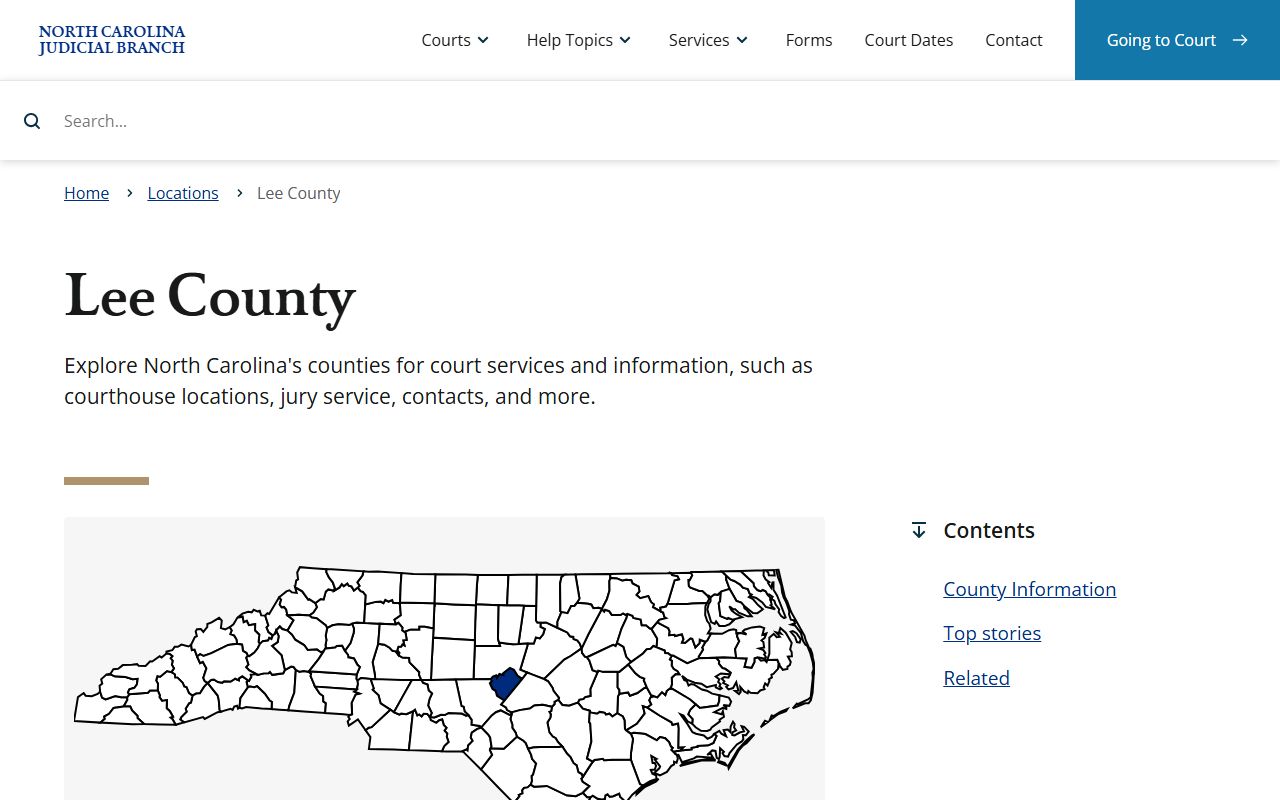 Lee County NC Courts page for criminal court records