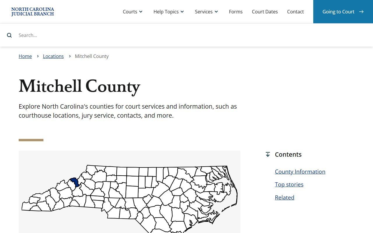 Mitchell County NC Courts page for criminal court records