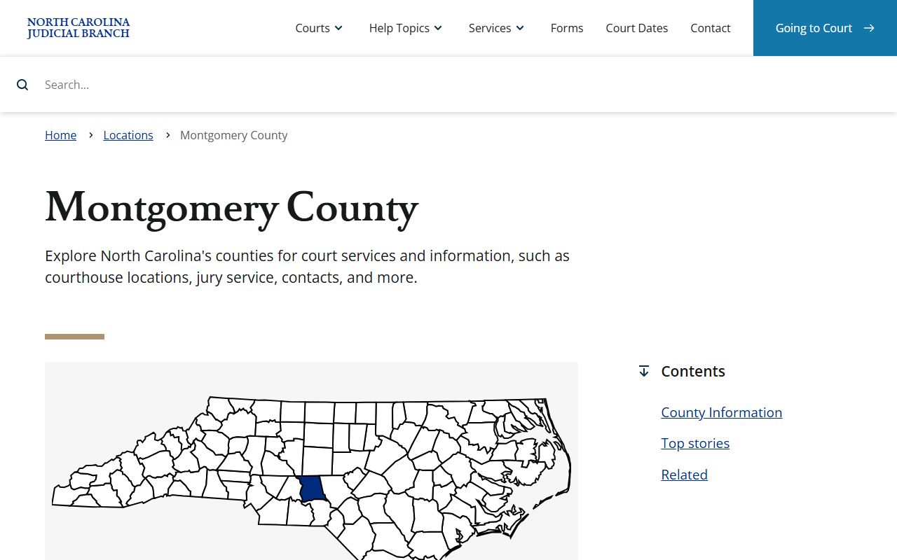Montgomery County NC Courts page for criminal court records