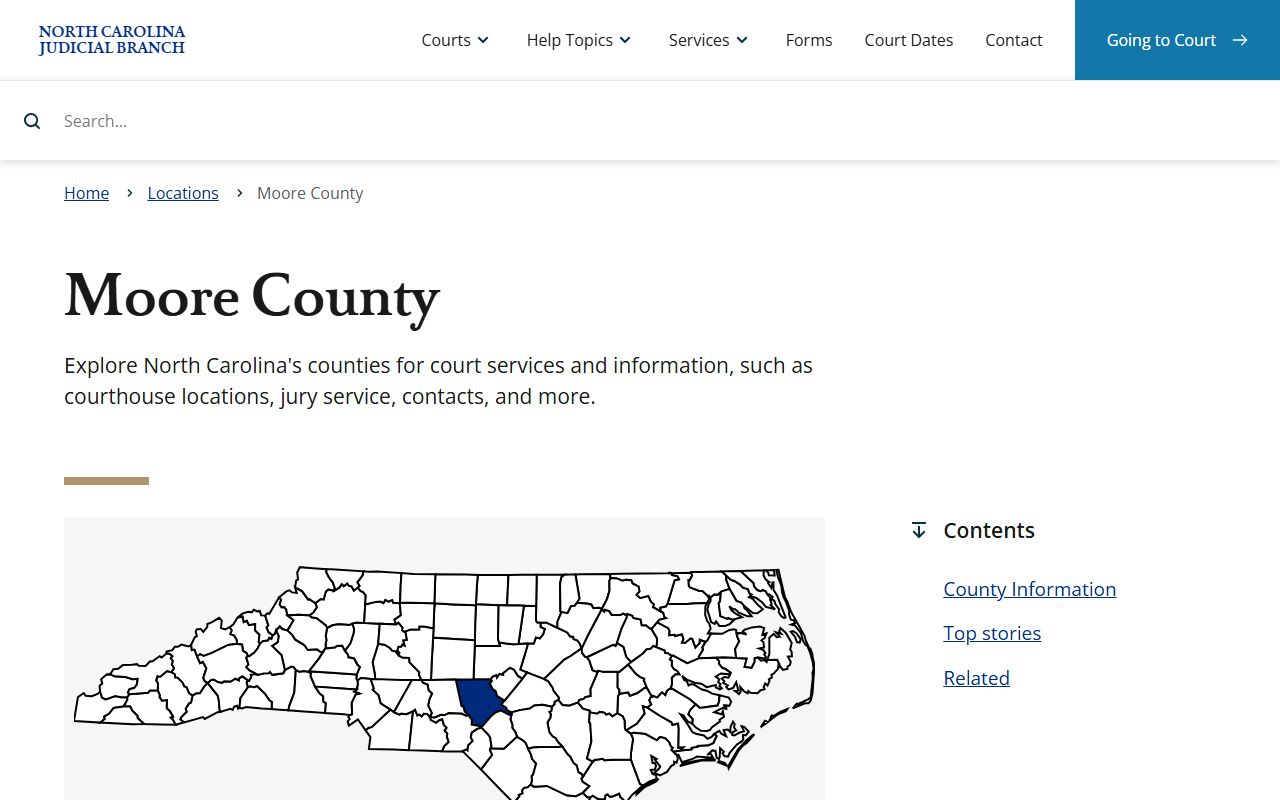 Moore County NC Courts page for criminal court records