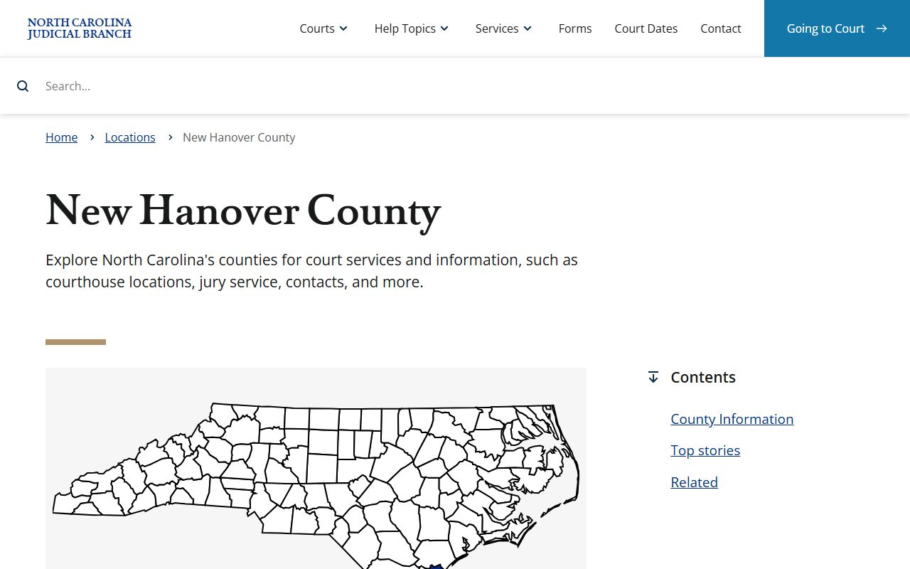 New Hanover County NC Courts page for criminal court records
