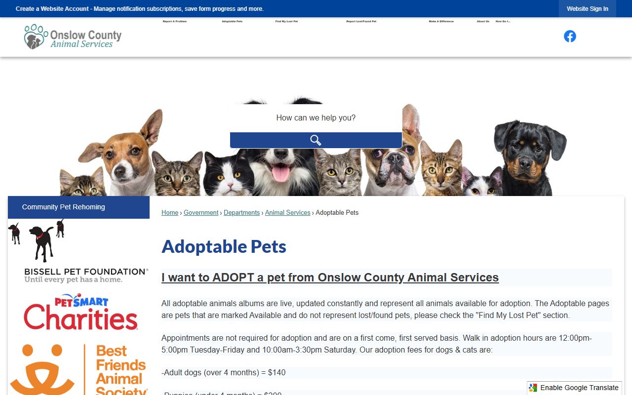 Onslow County Sheriff Office website for criminal records