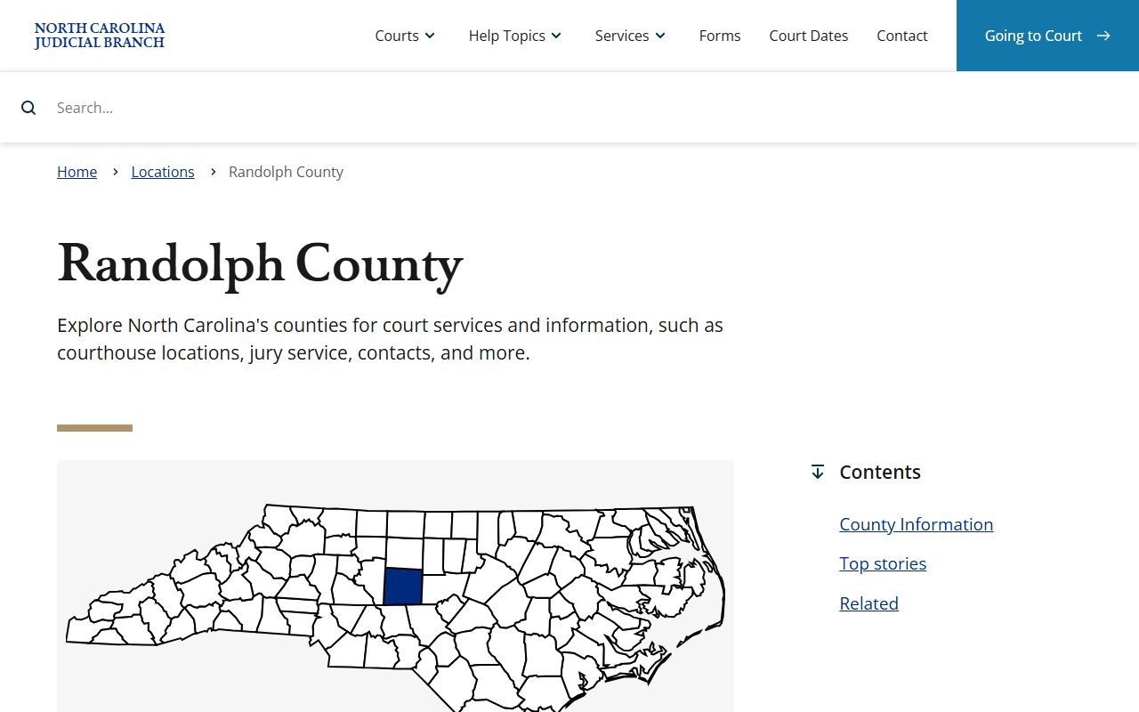 Randolph County NC Courts page for criminal court records