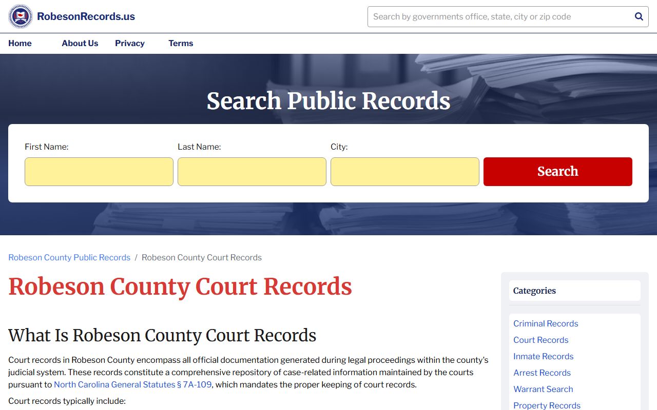 RobesonRecords.us court records guide for Robeson County