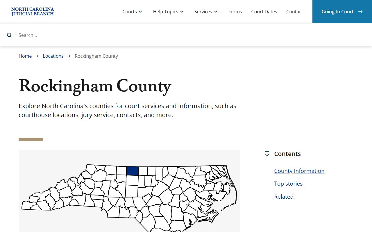 Rockingham County NC Courts page for criminal court records
