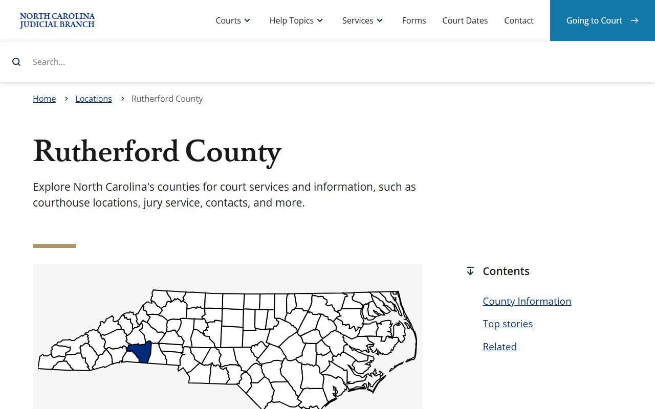 Rutherford County NC Courts page for criminal court records