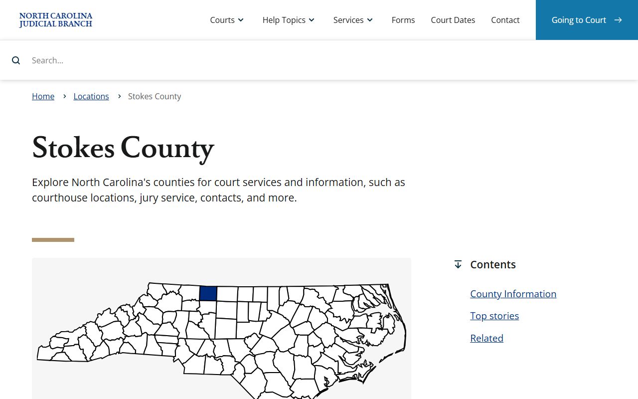 Stokes County NC Courts page for criminal court records