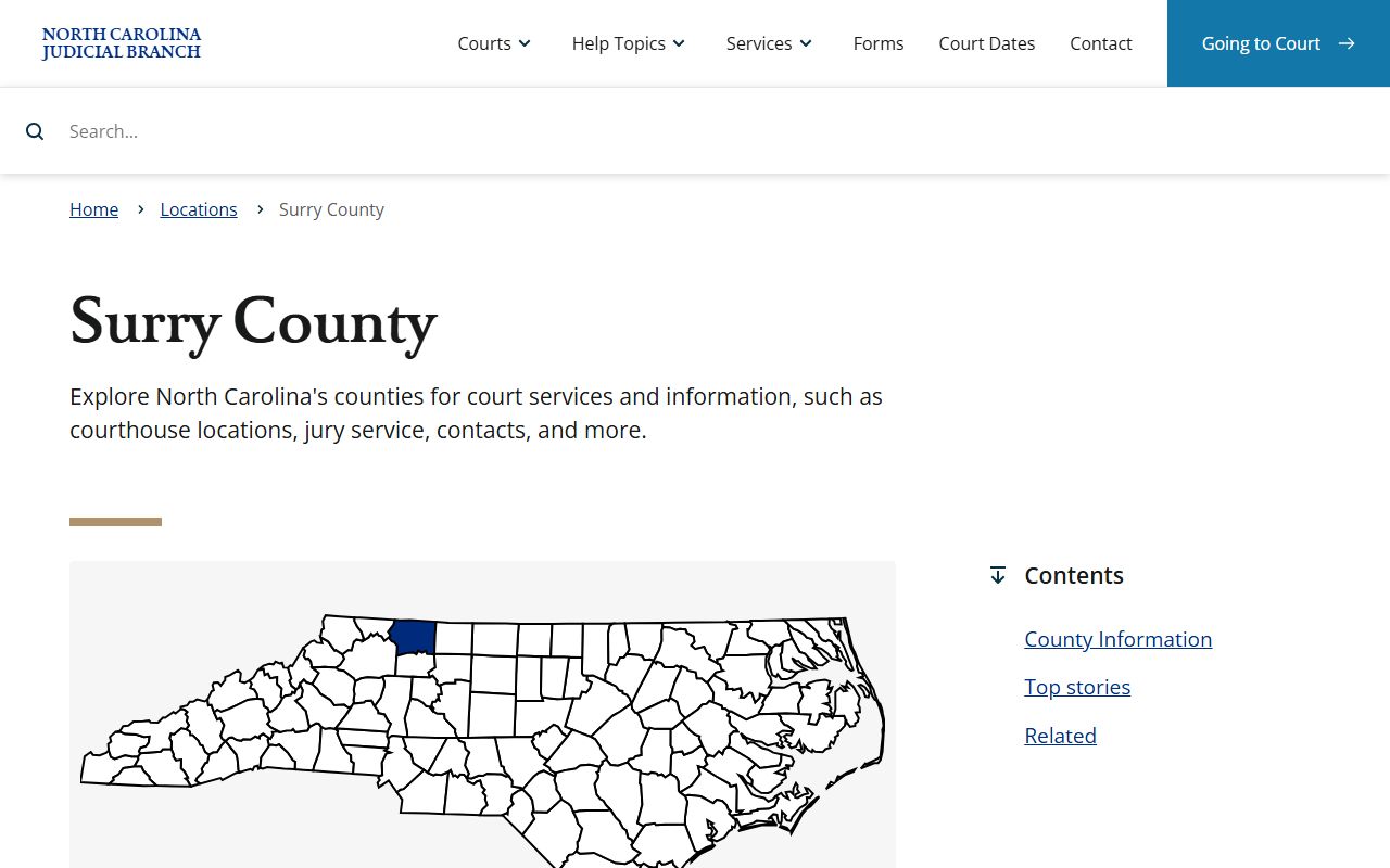 Surry County NC Courts page for criminal court records