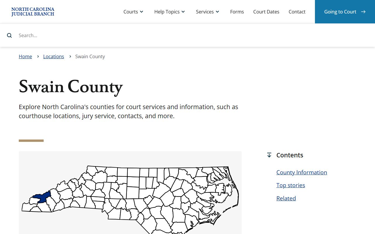 Swain County NC Courts page for criminal court records