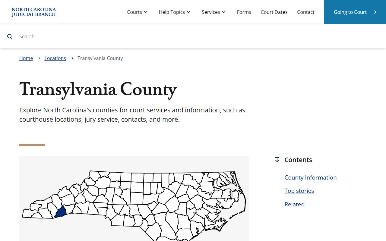 Transylvania County NC Courts page for criminal court records