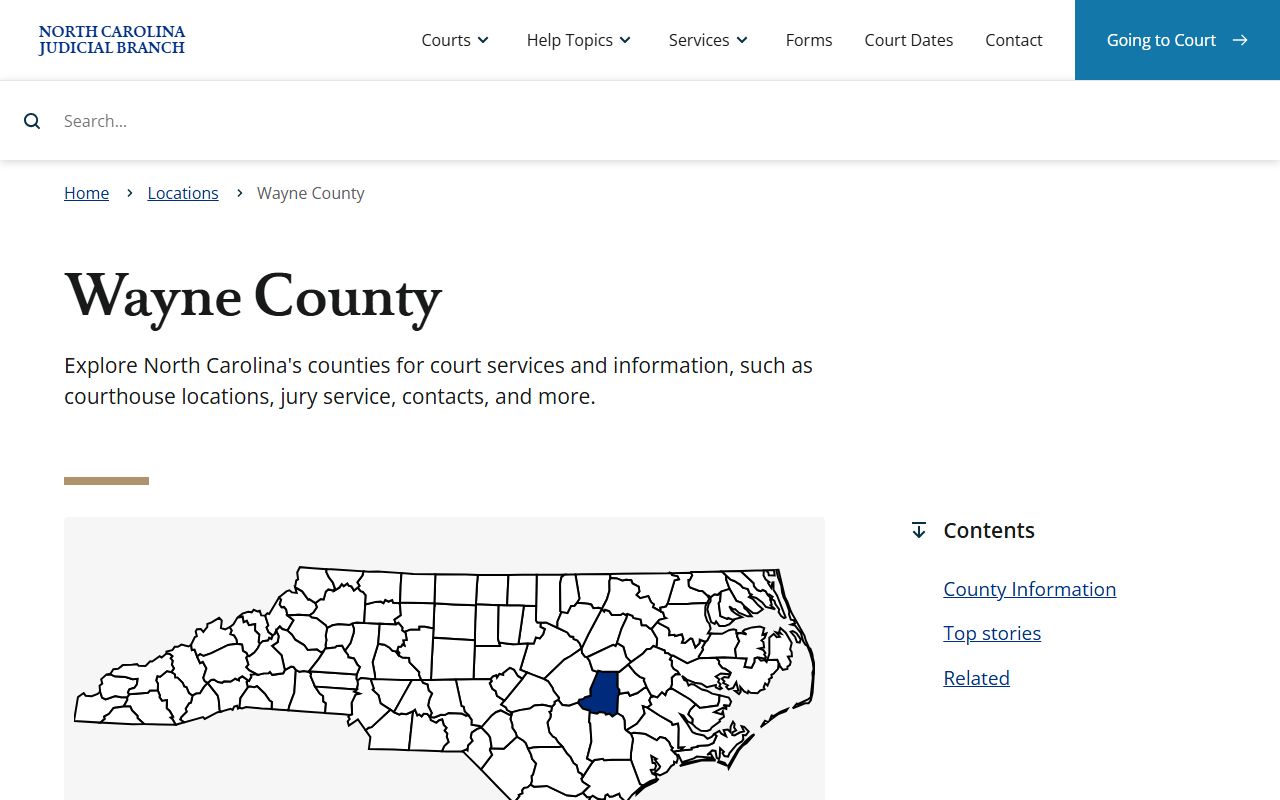 Wayne County NC Courts page for criminal court records