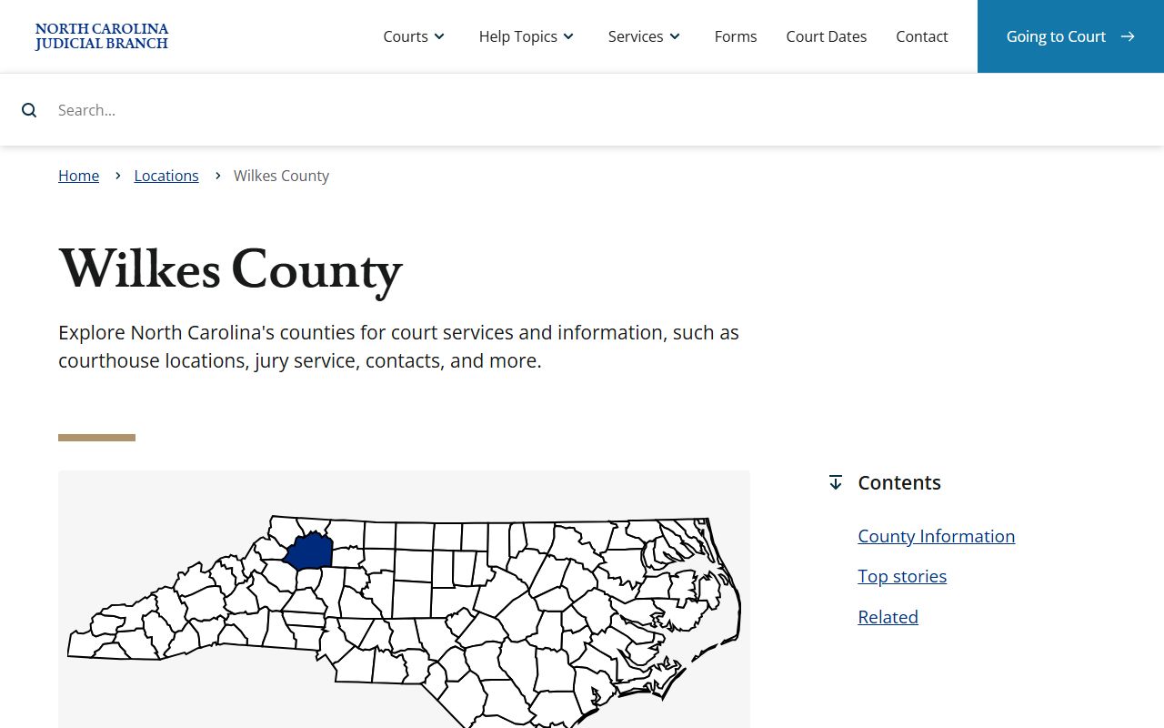 Wilkes County NC Courts page for criminal court records